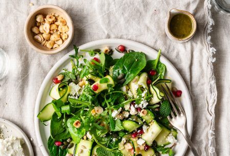 View Courgette & hazelnut salad Picture of courgette and hazelnut salad with fresh and toasty flavours.