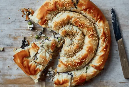 View Filo swirl all-the-greens Perfect piece of the all-the-greens filo swirl.