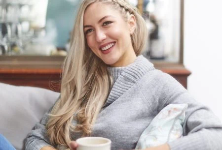 View 10 things I’m taking from 2020 Megan Rossi on the sofa with a cup of tea