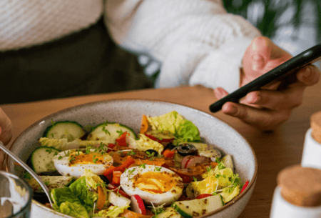 View Mindful eating Photo of person having a meal practising mindful eating