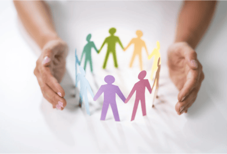 View Healthy gut, happy team: The link between gut health and workplace wellbeing A photo of a cut out of people standing around in a circle